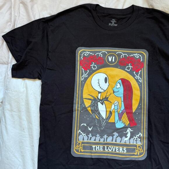 The nightmare before christmas tarot card the lover graphic tee sz L romantic - Picture 3 of 6